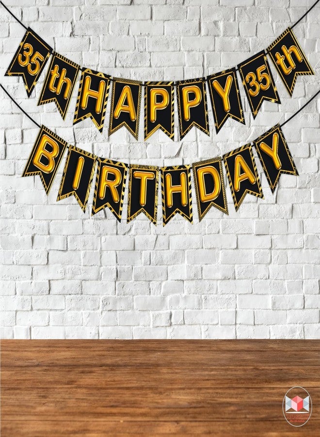 Wobbox 35th Happy Birthday Banner, 35th Happy Birthday Decoration Items (Black) (FP4528) - Image 1
